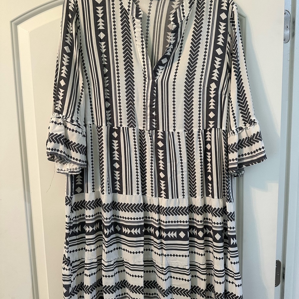 Mlle Gabrielle Monochrome Geometric Dress